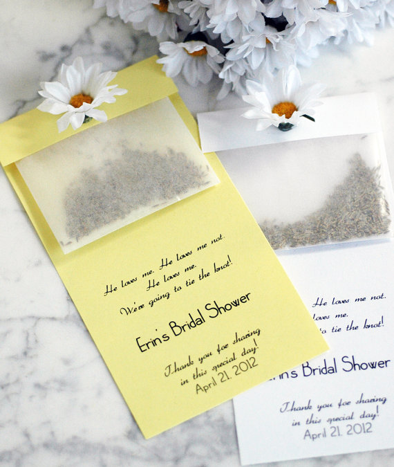 50 Best Bridal Shower Favor Ideas: daisy seed packets bridal shower (by white tulip boutique)