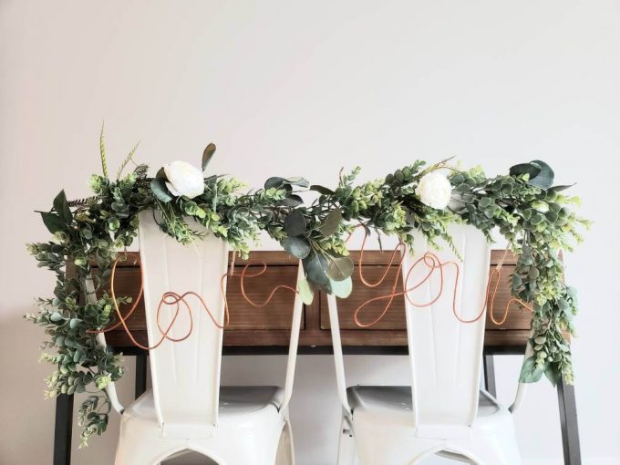 copper wedding chair signs