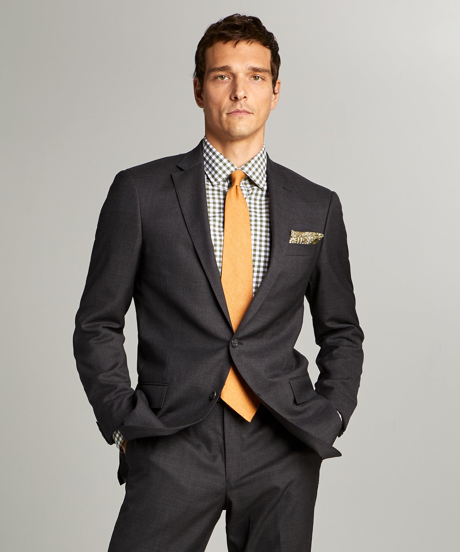 Sutton Stretch Tropical Wool Suit Jacket in Dark Charcoal
